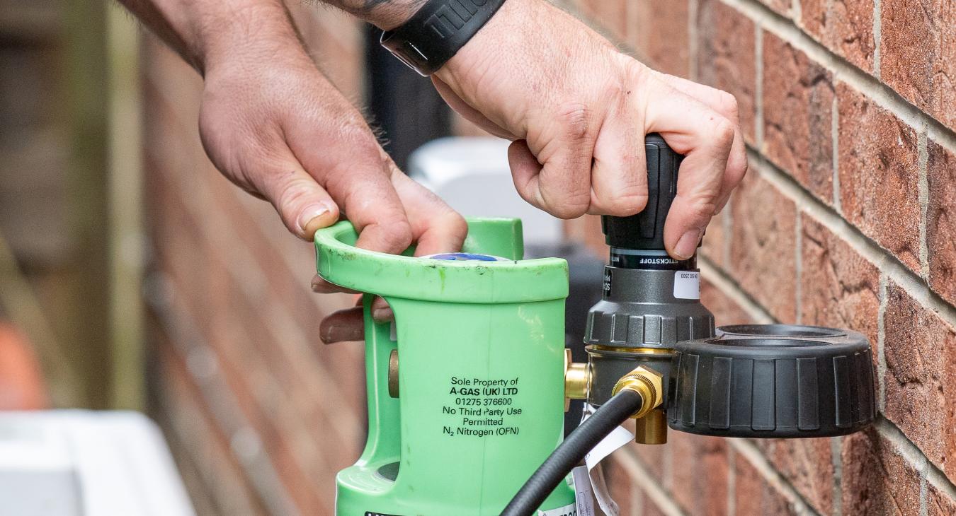 Steve testing an installation with nitrogen 